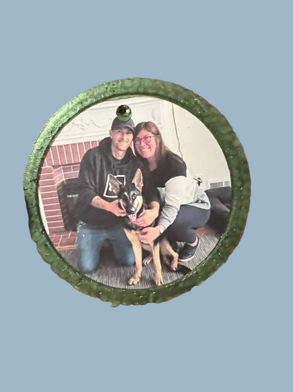 Custom photo freshie family with their dog